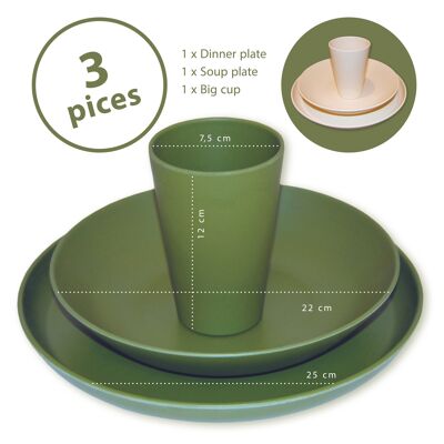 Wheat straw crockery, 3-piece set EXINE