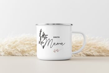 Mug émaillé "Best Mom" avec motif fleuri - 1 UE = 6 pièces 1