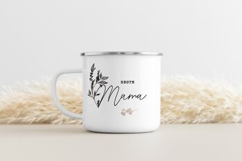 Mug émaillé "Best Mom" avec motif fleuri - 1 UE = 6 pièces 2