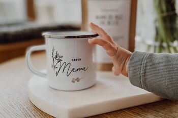 Mug émaillé "Best Mom" avec motif fleuri - 1 UE = 6 pièces 3