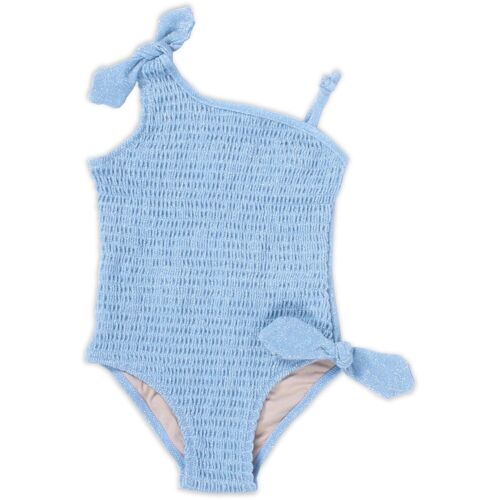 One Piece Smocked Girls Shimmer Ice Blue