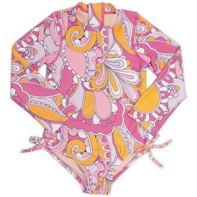 Langarm-Badeanzug - Pink Swirl