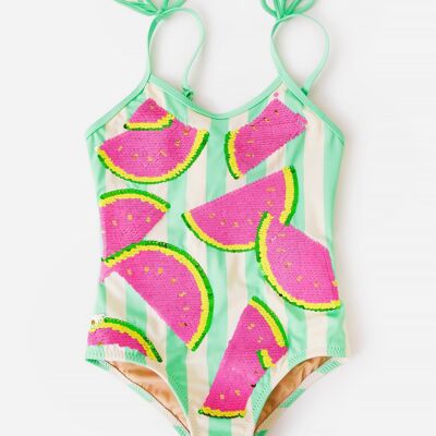Shade Critters Mädchen-Badeanzug mit Flip-Pailletten-Wassermelonenmuster