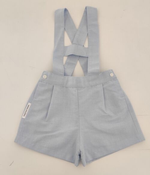 Blue oxford  shorts with straps and bar