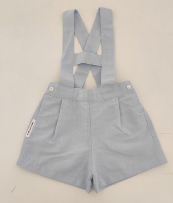Blue oxford  shorts with straps and bar 1