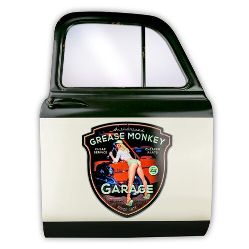 Autotür mit Spiegel Grease Monkey Garage 61x83x5 cm