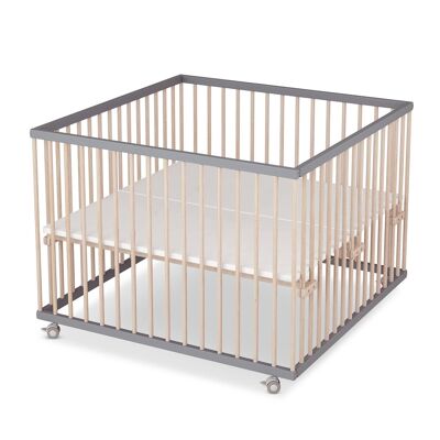 Sower playpen 100x100 cm, painted grey/natural