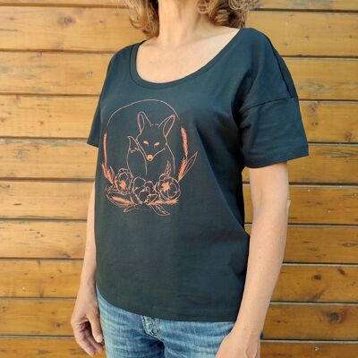 T-shirt coton BIO Renard - Noir