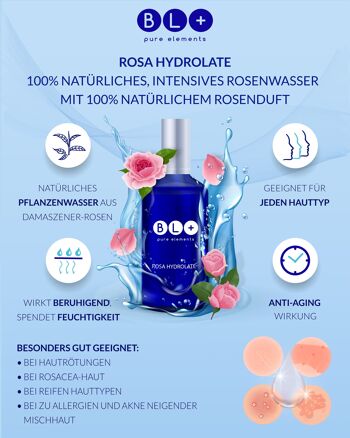 ROSA HYDROLATE - Parfum naturel pour les soins de la peau, l'acné, l'hydratation, la rosacée, 5 pièces de 100 ml chacune 7