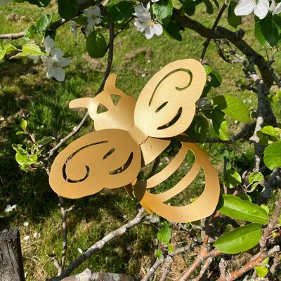 Gold (Paint) 3D Metal Bumble Bee Garden Ornament Stake