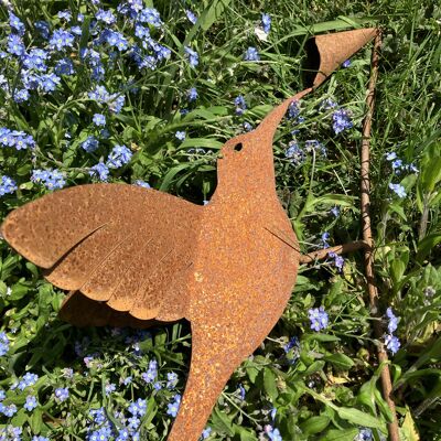 Large Mild Steel Rusty Metal Hummingbird Sculpture