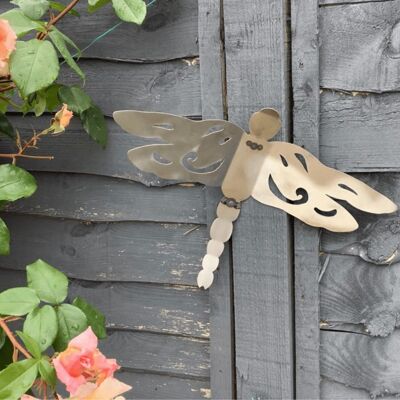 Rusty Dragonfly Garden Ornament (with hooks)