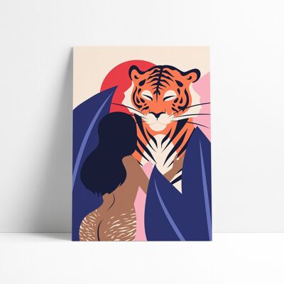 Poster 30x40-Nude with tiger