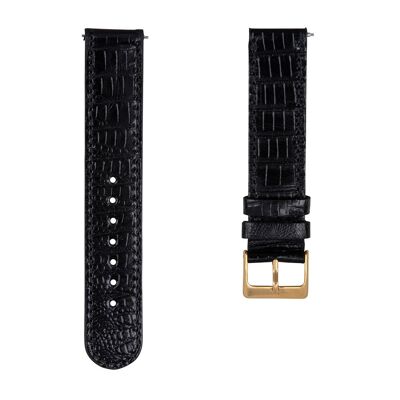 Cinturino per orologio indossabile | Serpente nero | Oro | 18 mm