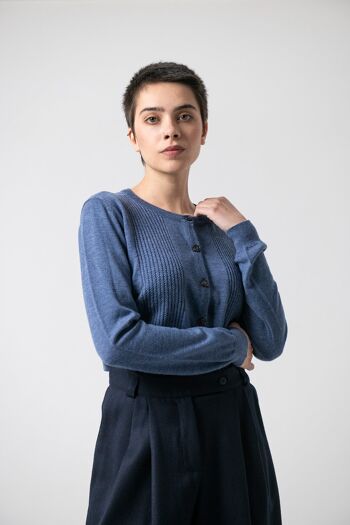 Cardigan Maille Vitti Bleu Acier 3