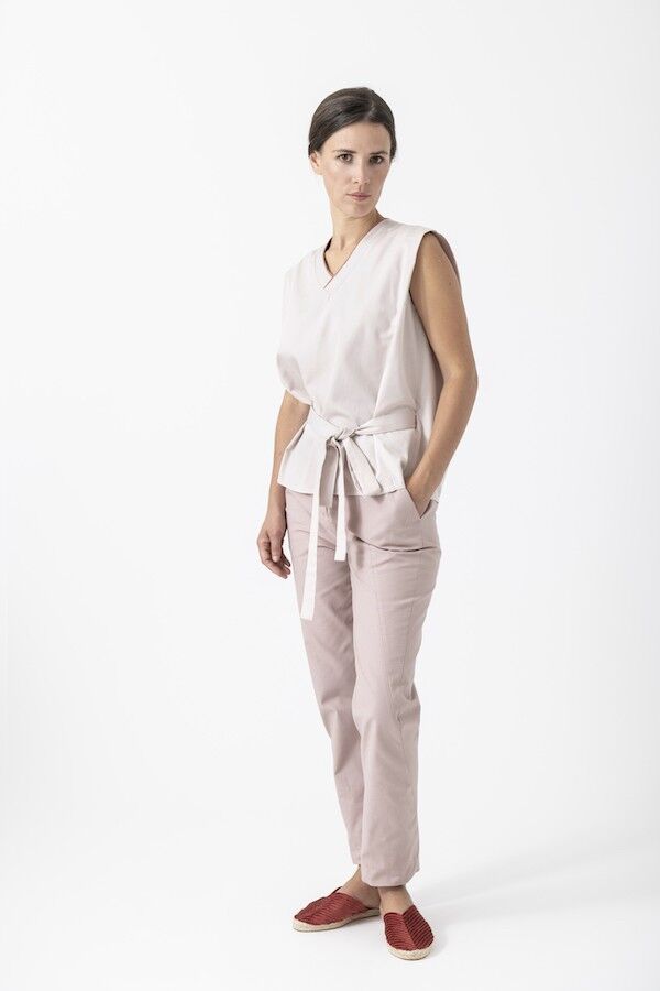 Pantalon chino Marlene rose poudré