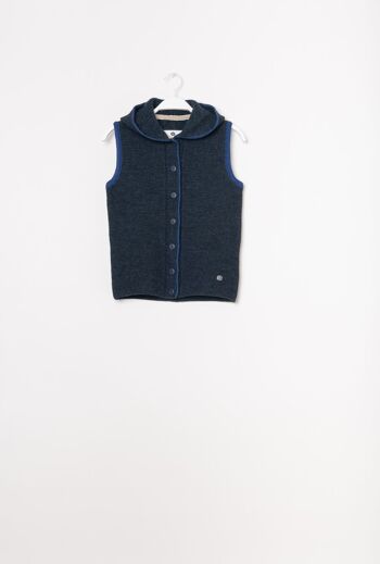 Sweat à capuche gilet tricoté Susanne Midnight - Indigo 1