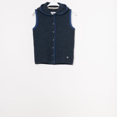 Knitted vest hoodie Susanne Midnight - indigo