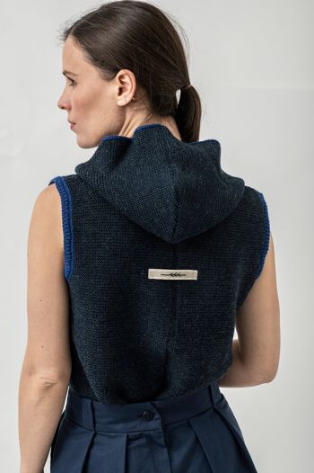 Sweat à capuche gilet tricoté Susanne Midnight - Indigo 5