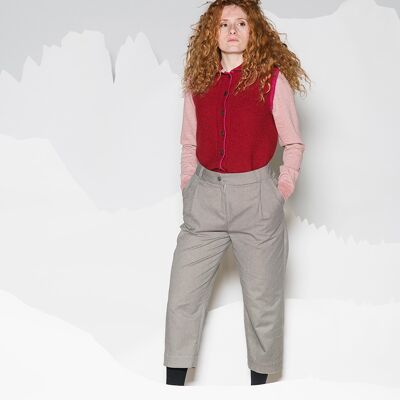 Sweat à capuche gilet tricoté Susanne rouge - carmin