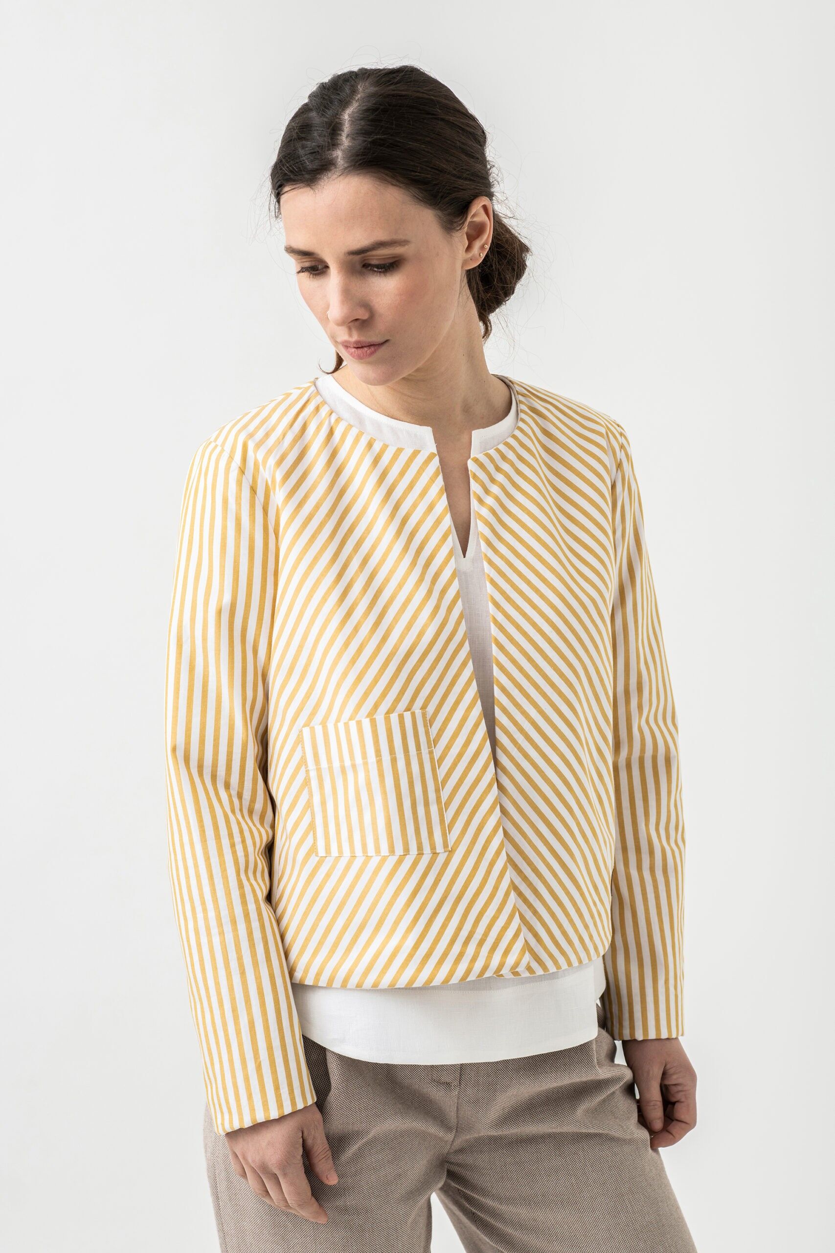 Giubbotto reversibile Ava senape a righe