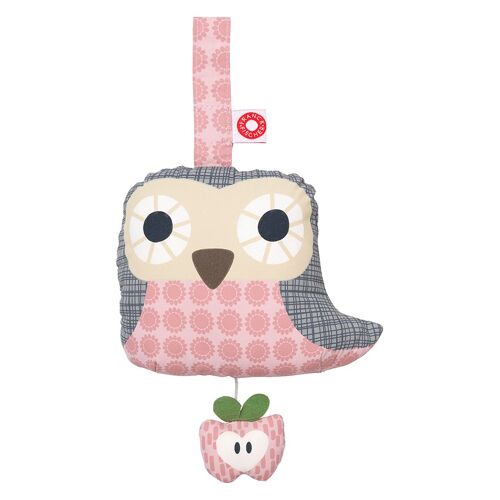Else pink owl organic musical pull toy