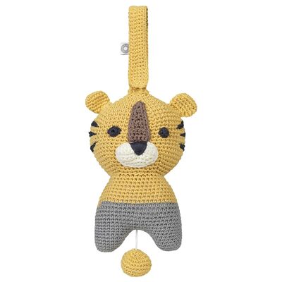 Hella yellow tiger organic musical pull toy