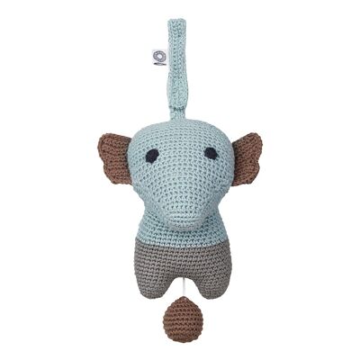 Hella grey elephant organic musical pull toy