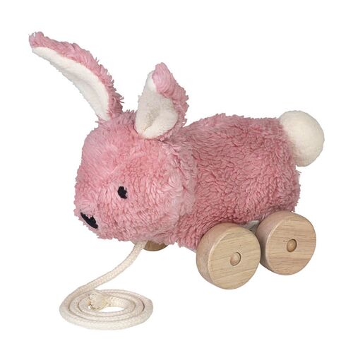 Mingus pink rabbit organic pull toy