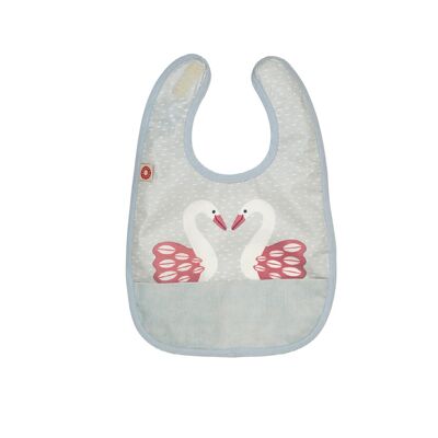 Eat pink swan organic bib