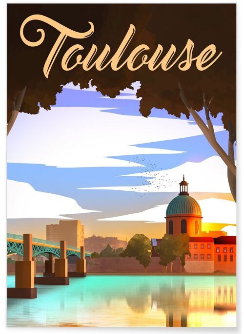 Affiche illustration de la ville de Toulouse