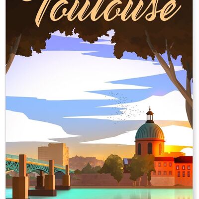 Affiche illustration de la ville de Toulouse