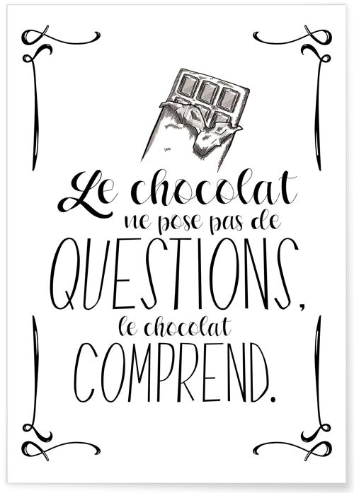 Affiche Le chocolat ne pose pas de questions - humour