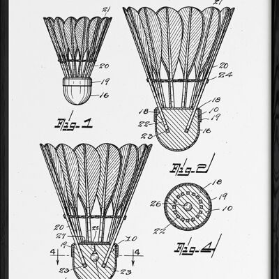 Patentposter für Badminton-Federball
