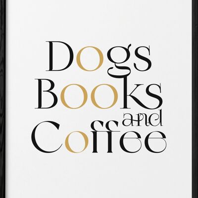 Póster Perros Libro y Café