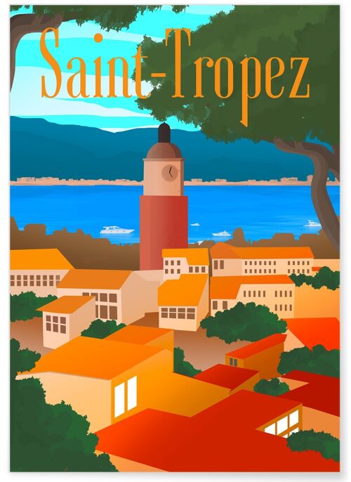 Affiche illustration de la ville de Saint-Tropez