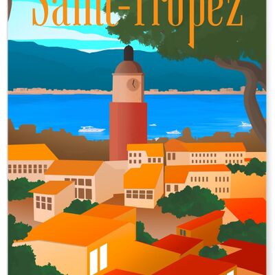 Illustration poster of the city of Saint-Tropez