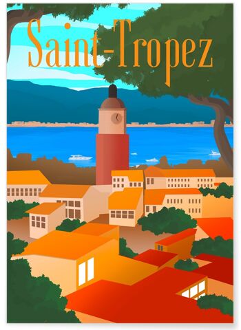 Affiche illustration de la ville de Saint-Tropez 1