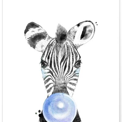 Blue Zebra Bubble Poster