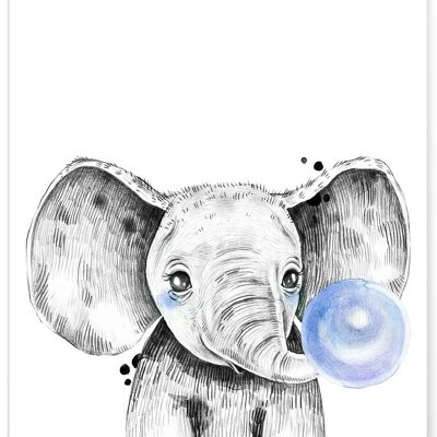 Affiche Bulle d'Éléphant bleue