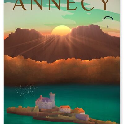 Illustration poster of the city of Annecy