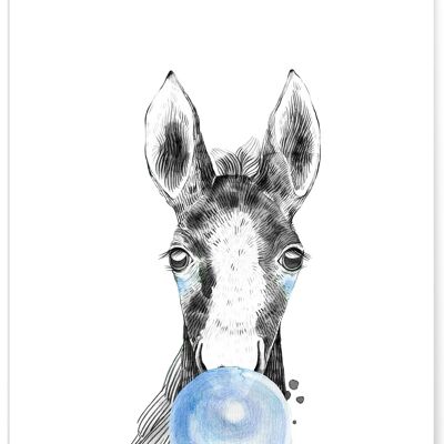 Blue Horse Bubble Poster