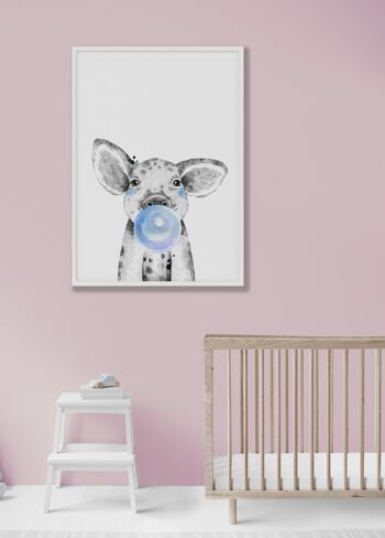 Affiche Bulle de bébé Cochon Bleue 4