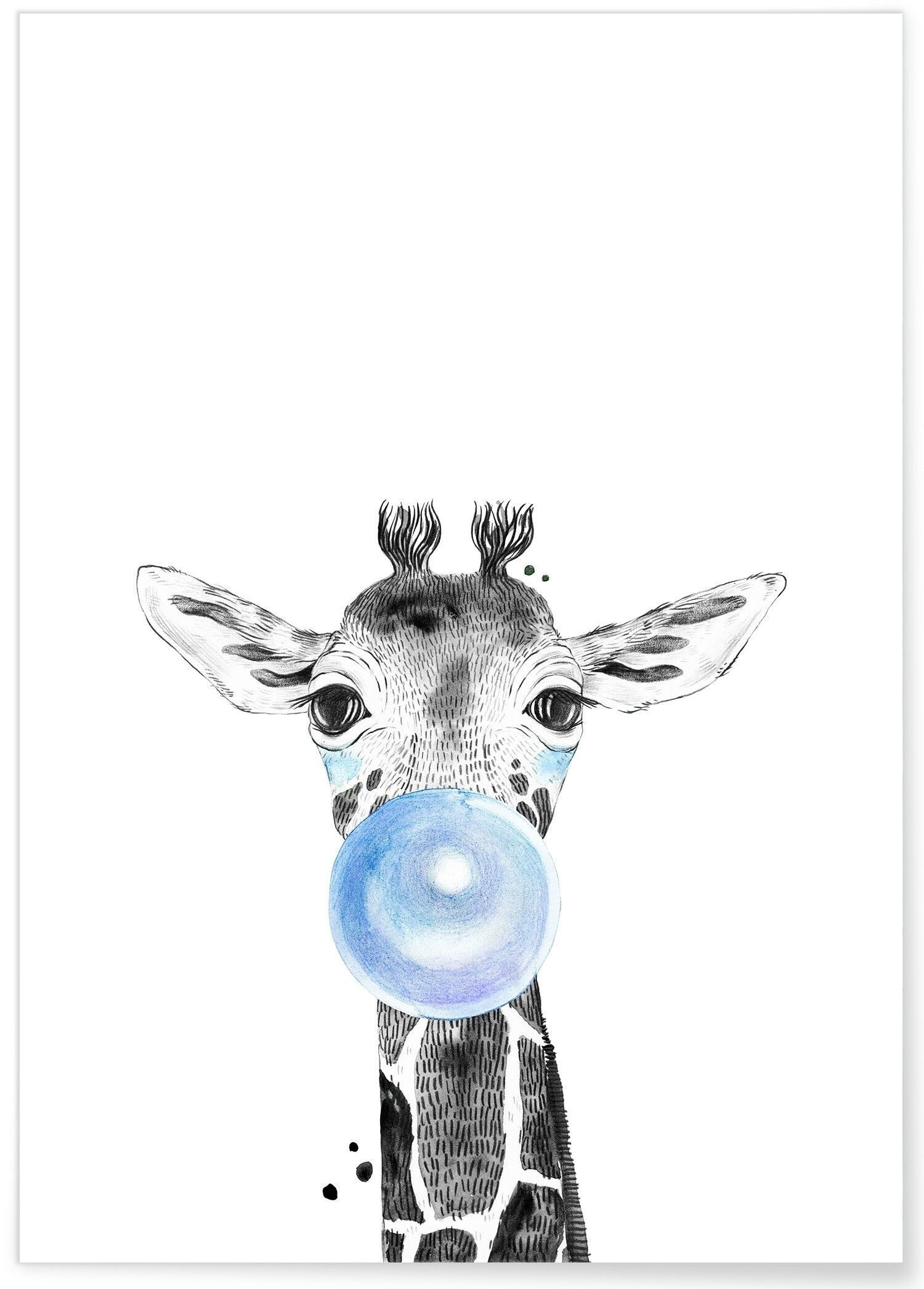 Poster bolla giraffa blu - bambino