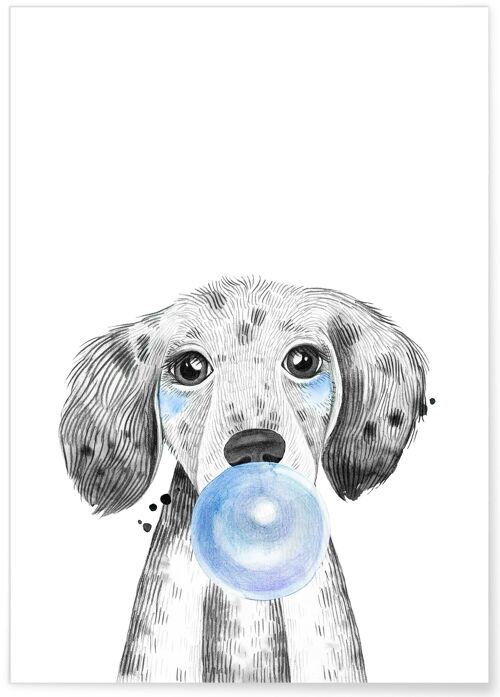 Affiche Bulle de Chiot Bleu