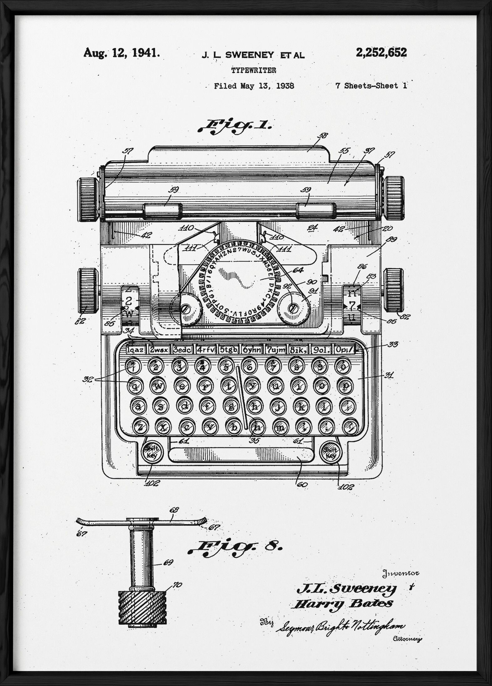 Typewriter Patent Poster