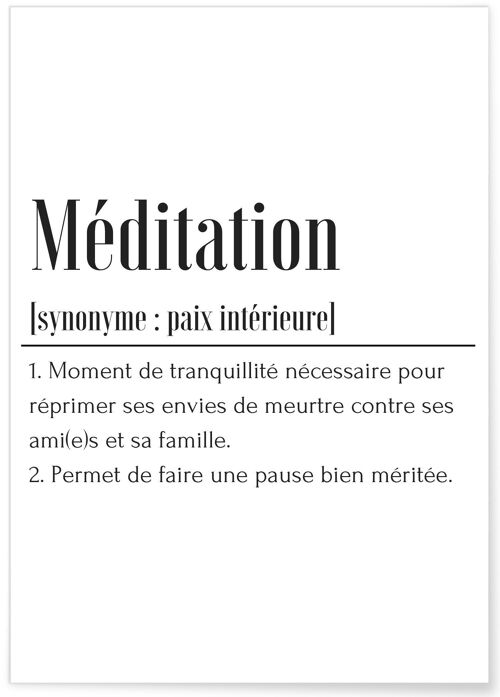 Affiche Définition Méditation
