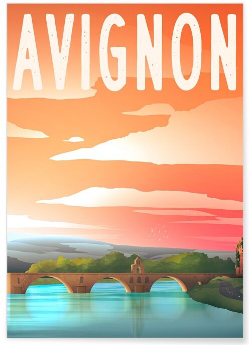Affiche illustration de la ville d'Avignon