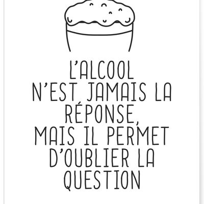 Póster El alcohol nunca es la respuesta - humor