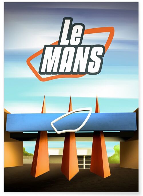 Affiche illustration de la ville de Le Mans